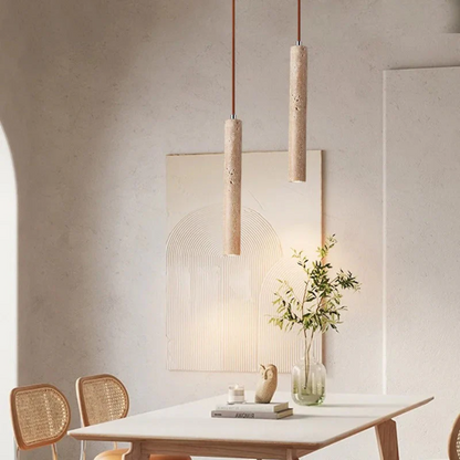 Minimalist Travertine LED Chandelier Wabi-Sabi Style