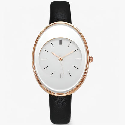 Minimalist Womens Leather Watch Slim Strap Quartz Wristwatch