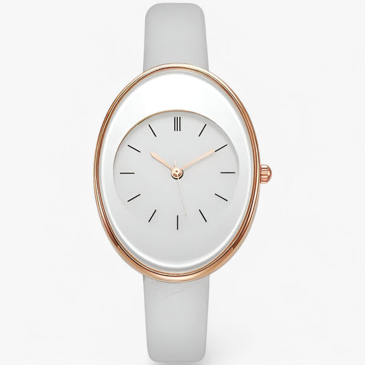 Minimalist Womens Leather Watch Slim Strap Quartz Wristwatch