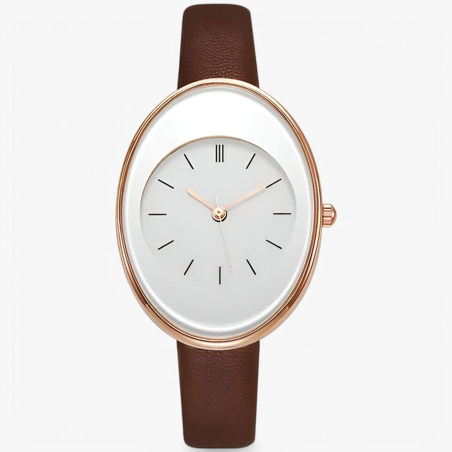 Minimalist Womens Leather Watch Slim Strap Quartz Wristwatch