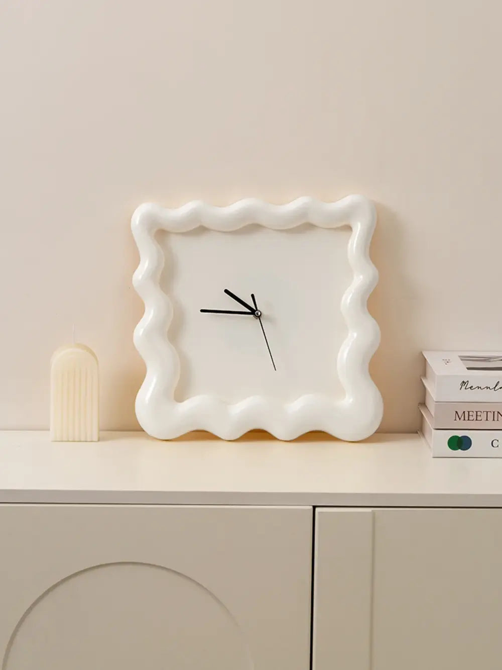 Modern Biscuit Wall Clock Silent Quartz Decorative Cream Kitchen Living Room
