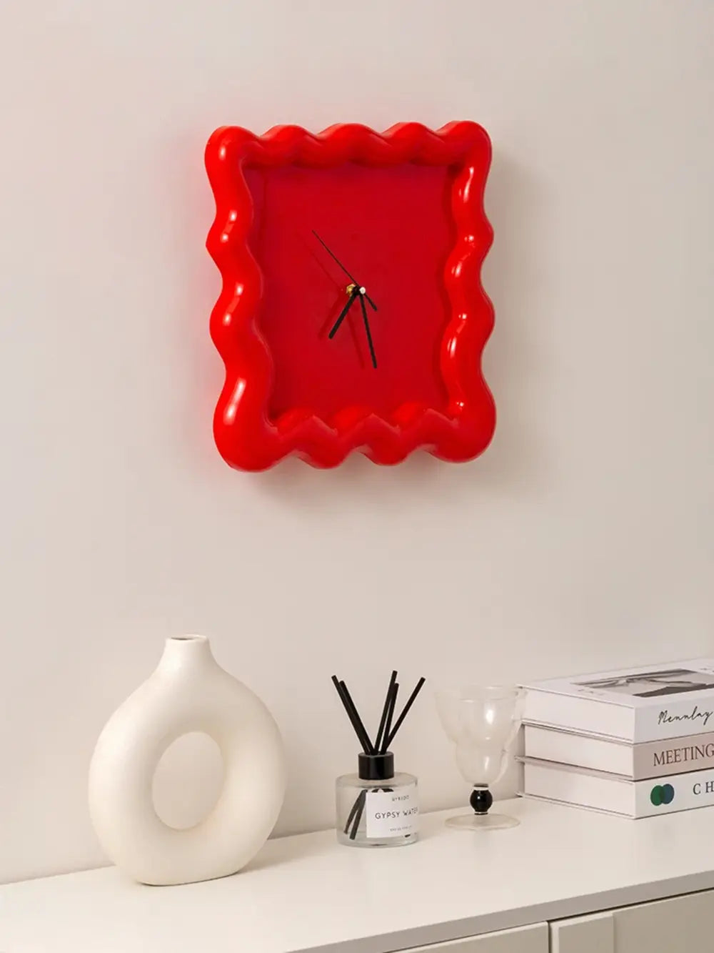 Modern Biscuit Wall Clock Silent Quartz Decorative Cream Kitchen Living Room