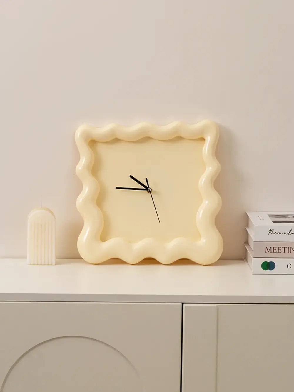Modern Biscuit Wall Clock Silent Quartz Decorative Cream Kitchen Living Room