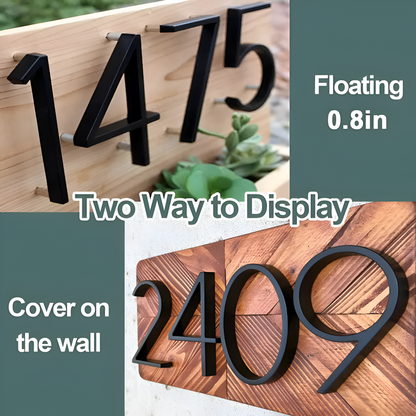 Modern Black House Number Sign Rustproof Zinc Alloy Address Plaque Wall Mounted