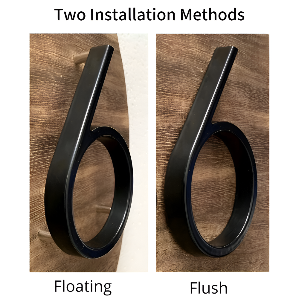 Modern Black House Number Sign Rustproof Zinc Alloy Address Plaque Wall Mounted