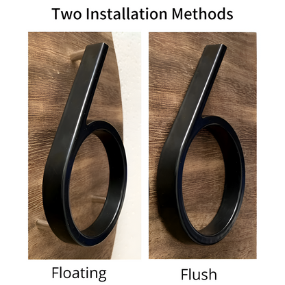 Modern Black House Number Sign Rustproof Zinc Alloy Address Plaque Wall Mounted