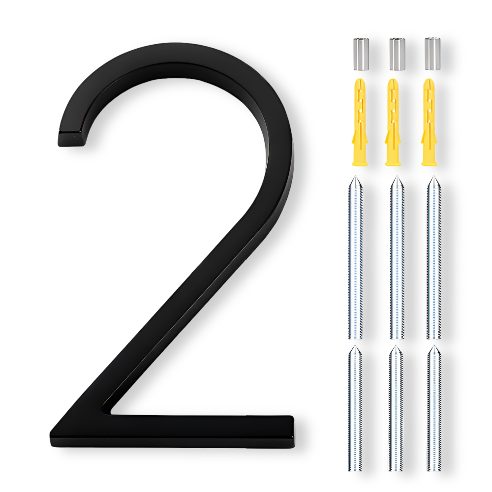 Modern Black House Number Sign Rustproof Zinc Alloy Address Plaque Wall Mounted
