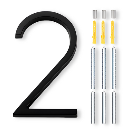 Modern Black House Number Sign Rustproof Zinc Alloy Address Plaque Wall Mounted