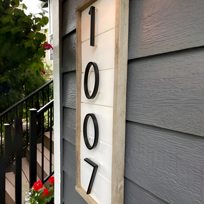 Modern Black House Number Sign Rustproof Zinc Alloy Address Plaque Wall Mounted