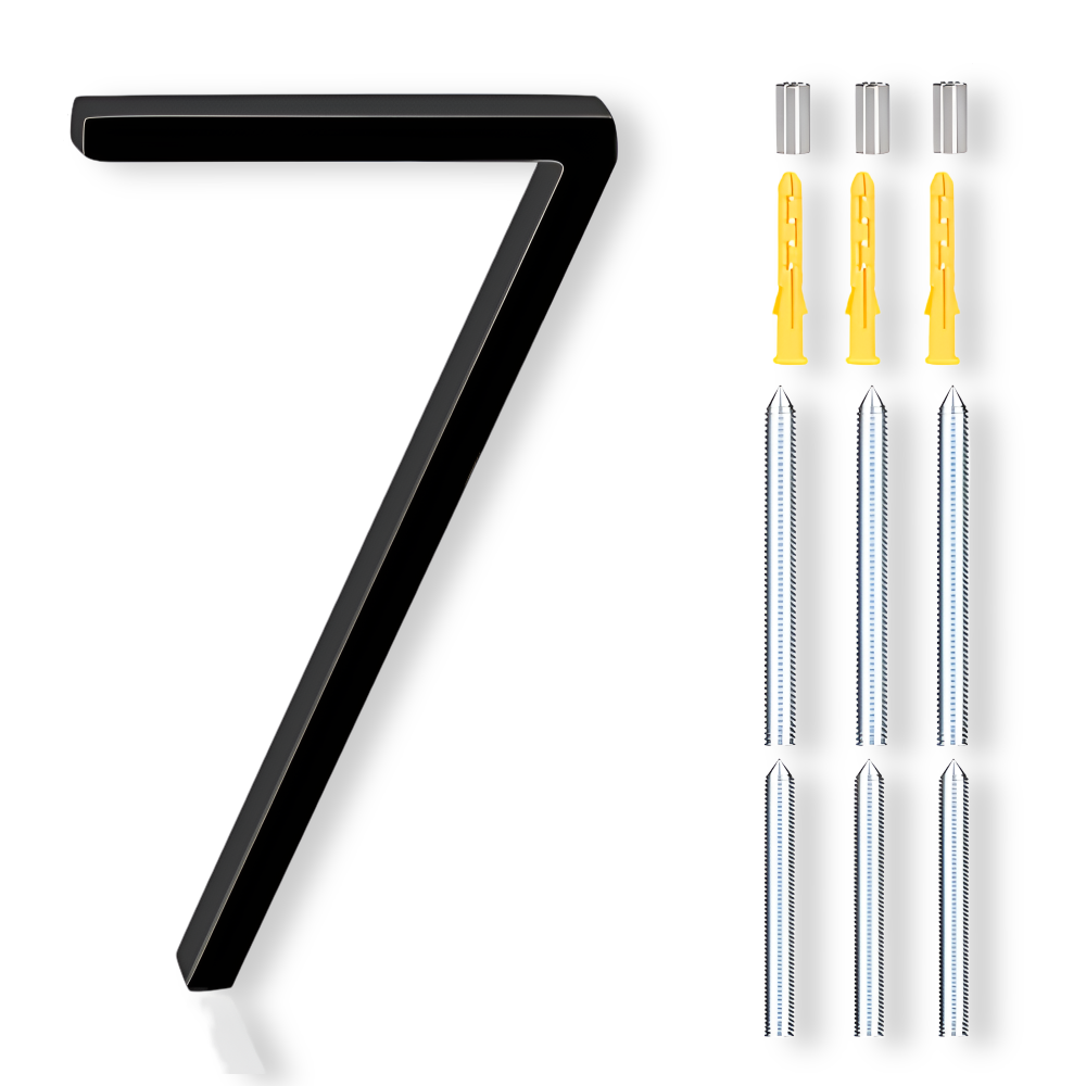 Modern Black House Number Sign Rustproof Zinc Alloy Address Plaque Wall Mounted