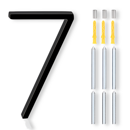 Modern Black House Number Sign Rustproof Zinc Alloy Address Plaque Wall Mounted