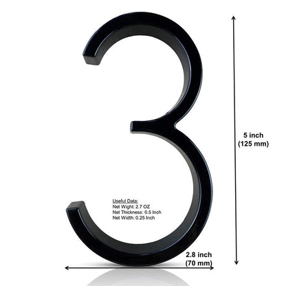 Modern Black House Number Sign Rustproof Zinc Alloy Address Plaque Wall Mounted