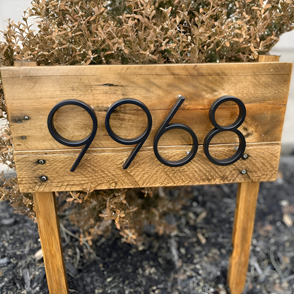 Modern Black House Number Sign Rustproof Zinc Alloy Address Plaque Wall Mounted