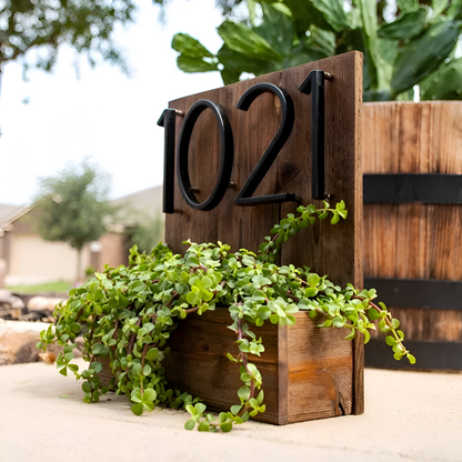 Modern Black House Number Sign Rustproof Zinc Alloy Address Plaque Wall Mounted