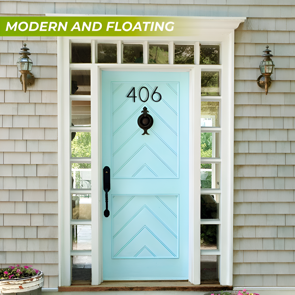 Modern Black House Number Sign Rustproof Zinc Alloy Address Plaque Wall Mounted