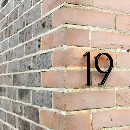 Modern Black House Number Sign Rustproof Zinc Alloy Address Plaque Wall Mounted