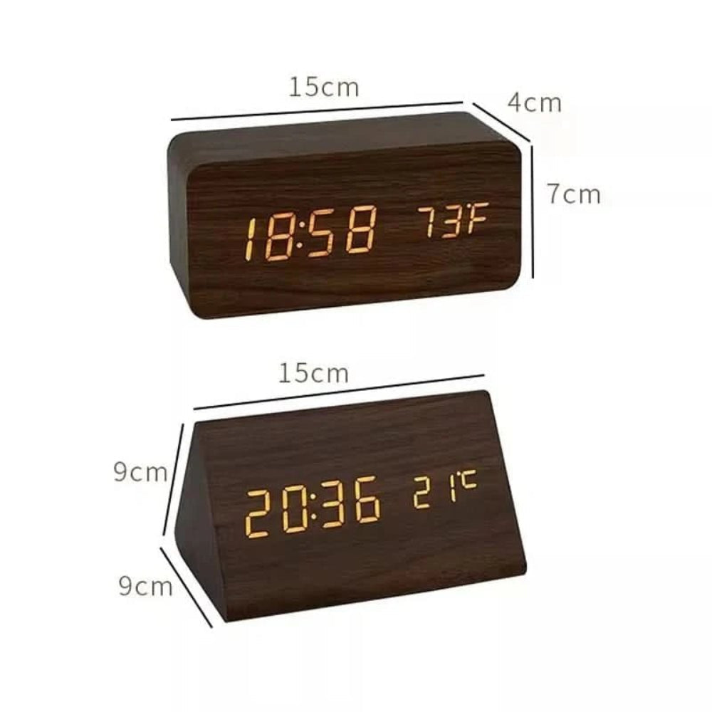 Moderne digitale wekker met led-display, drie alarmen en temperatuurweergave Productbeschrijving: