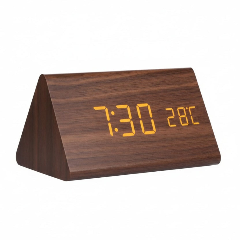 Moderne digitale wekker met led-display, drie alarmen en temperatuurweergave Productbeschrijving: