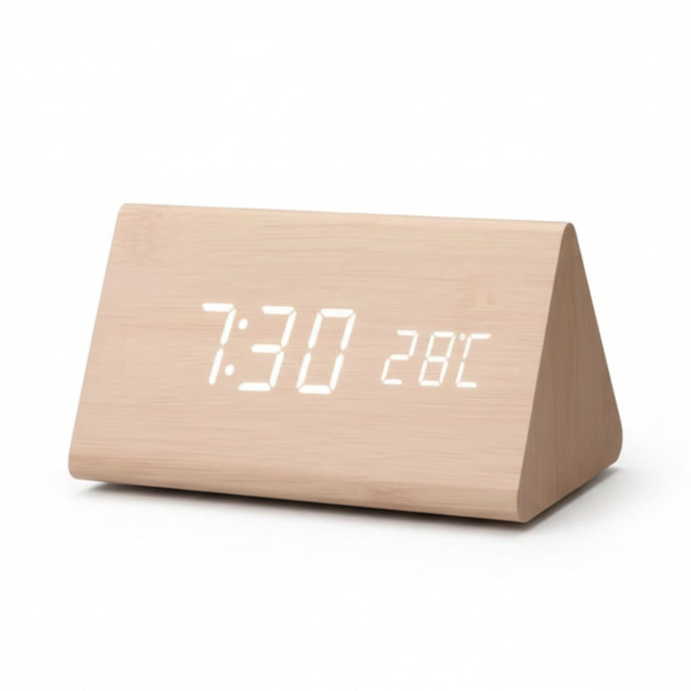 Moderne digitale wekker met led-display, drie alarmen en temperatuurweergave Productbeschrijving: