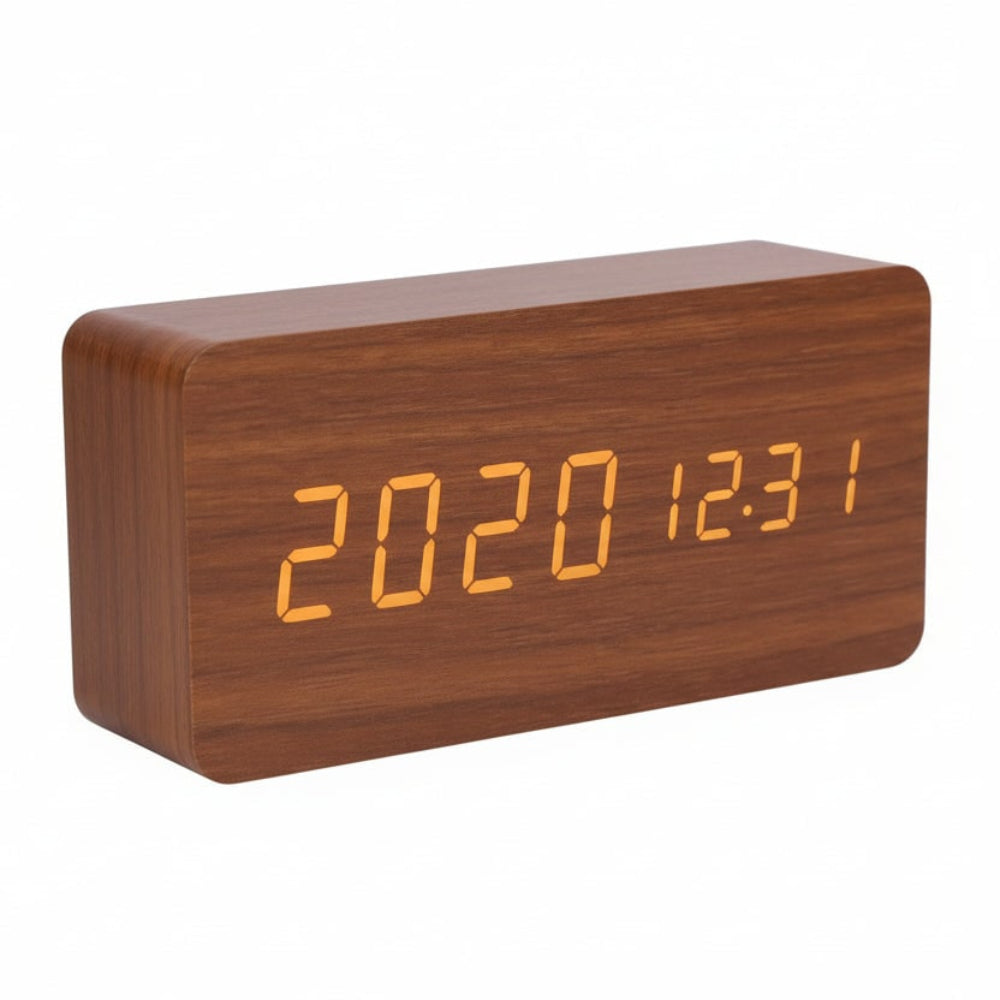 Moderne digitale wekker met led-display, drie alarmen en temperatuurweergave Productbeschrijving: