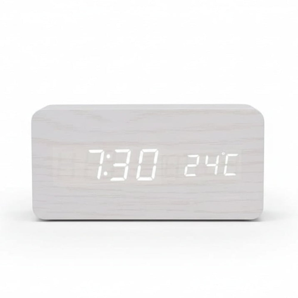 Moderne digitale wekker met led-display, drie alarmen en temperatuurweergave Productbeschrijving:
