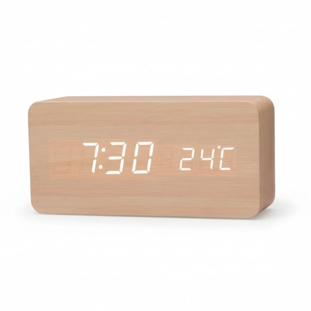 Moderne digitale wekker met led-display, drie alarmen en temperatuurweergave Productbeschrijving: