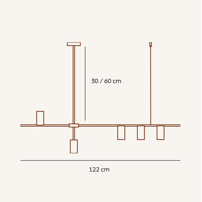 Moderne hangende plafondlamp met asymmetrisch cilindrisch design, zwart-wit, voor binnen