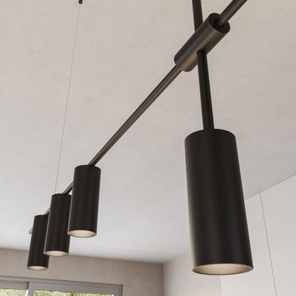 Moderne hangende plafondlamp met asymmetrisch cilindrisch design, zwart-wit, voor binnen