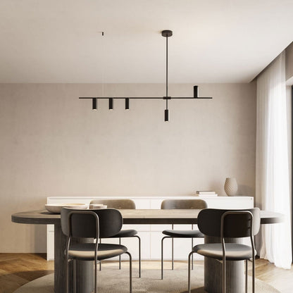 Moderne hangende plafondlamp met asymmetrisch cilindrisch design, zwart-wit, voor binnen