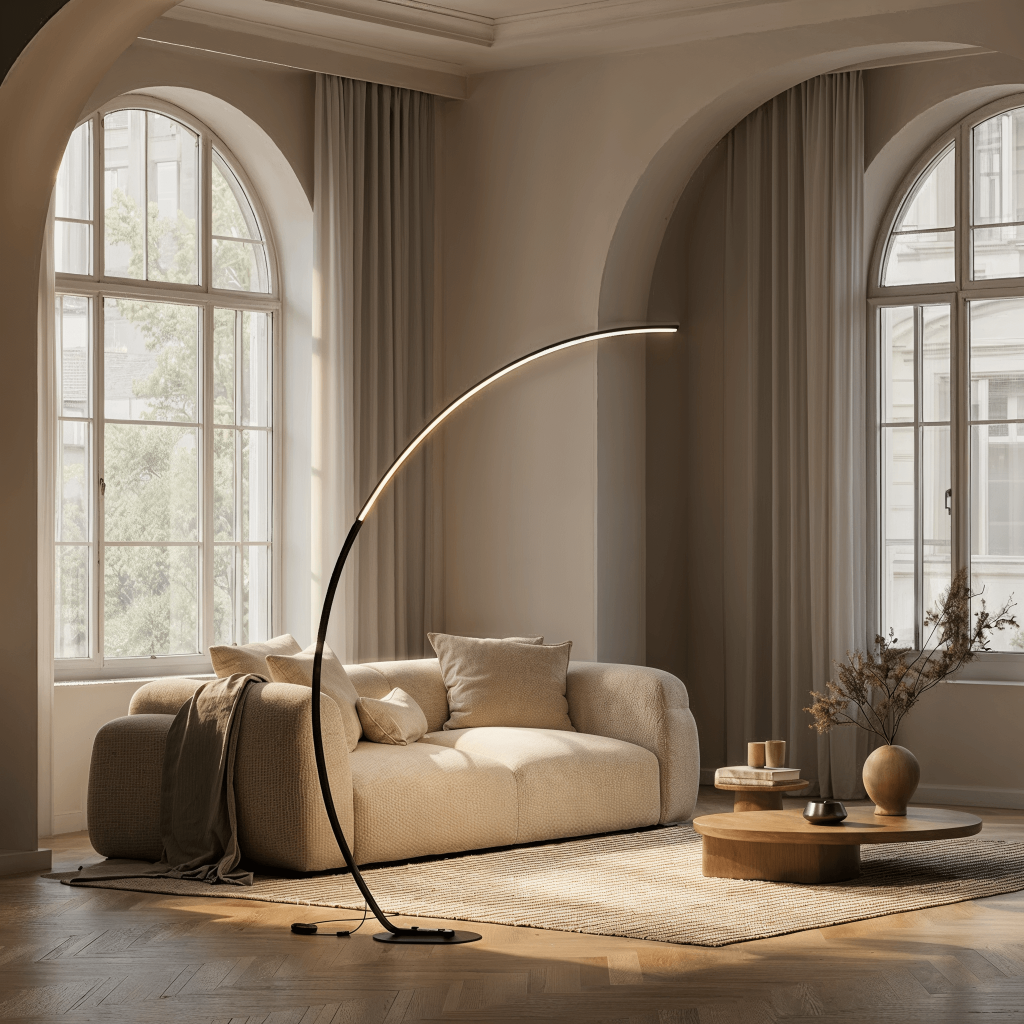 Modern LED Arc Floor Lamp with Adjustable Light