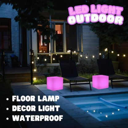 Modern LED Cube Outdoor Light Garden Path Patio Lighting