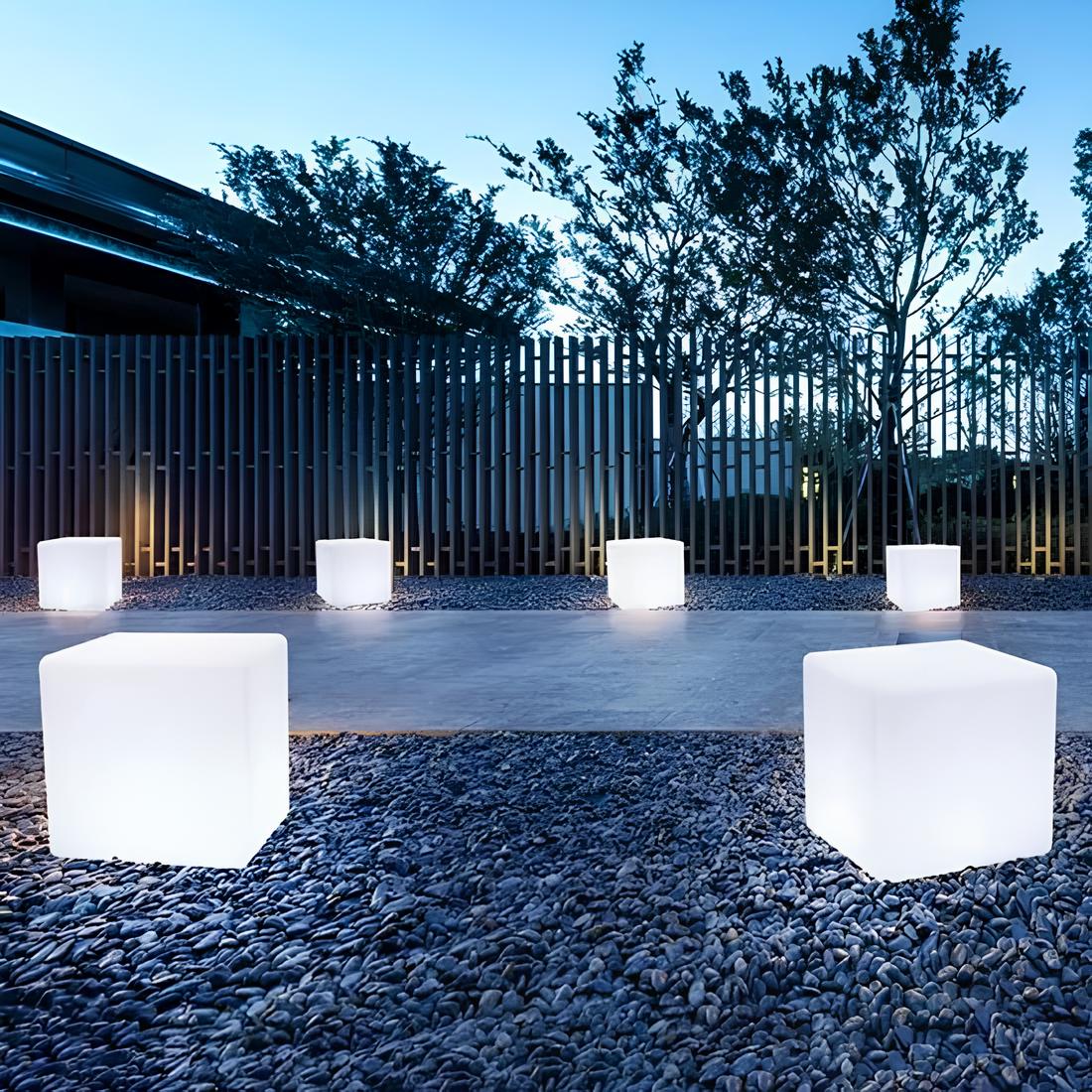 Modern LED Cube Outdoor Light Garden Path Patio Lighting