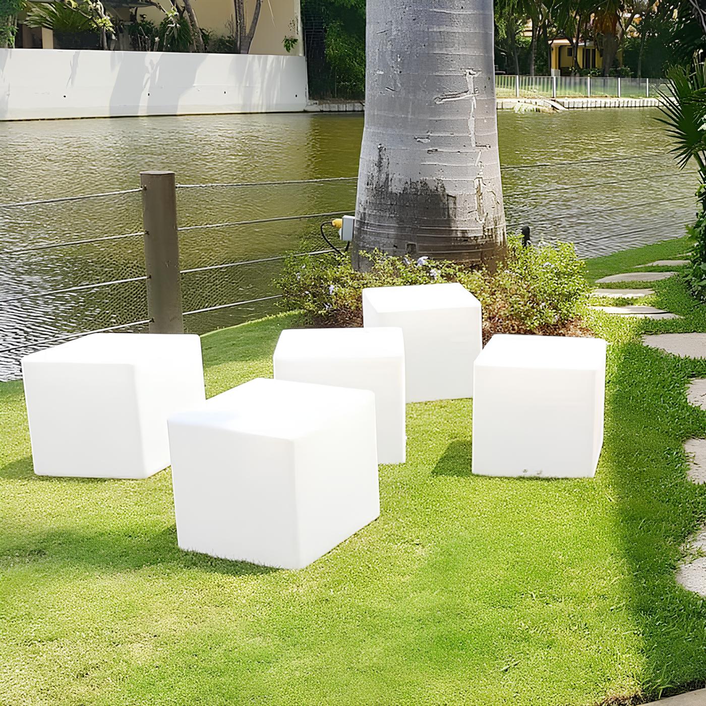 Modern LED Cube Outdoor Light Garden Path Patio Lighting