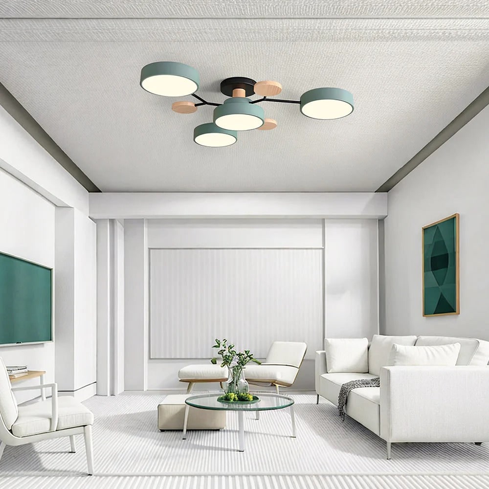 Modern LED Semi Flush Ceiling Chandelier with Adjustable Light Options