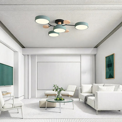Modern LED Semi Flush Ceiling Chandelier with Adjustable Light Options