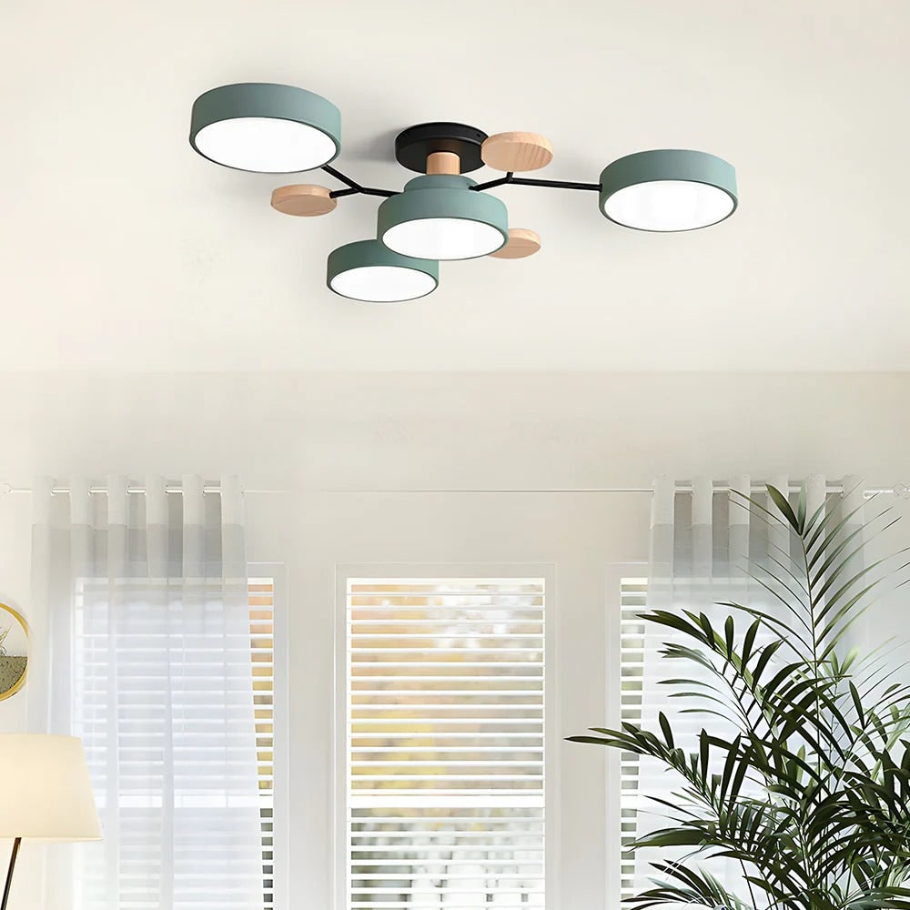 Modern LED Semi Flush Ceiling Chandelier with Adjustable Light Options