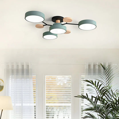 Modern LED Semi Flush Ceiling Chandelier with Adjustable Light Options