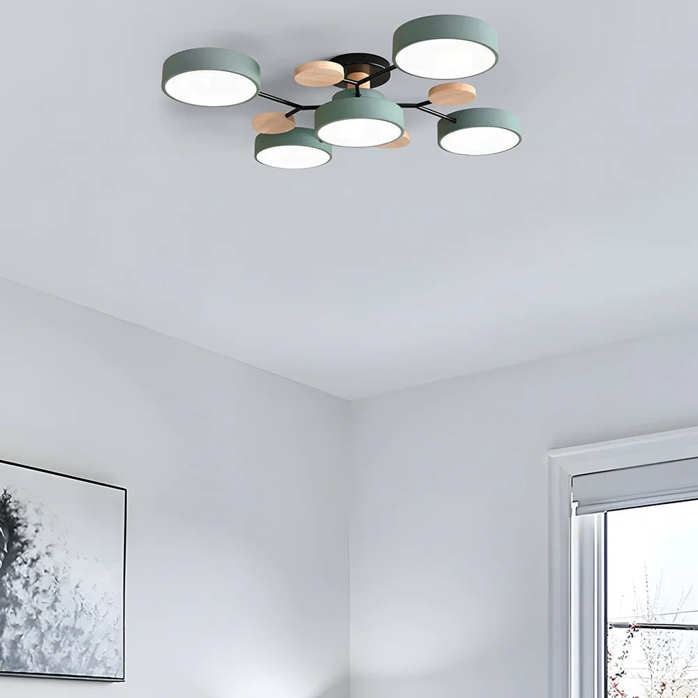 Modern LED Semi Flush Ceiling Chandelier with Adjustable Light Options