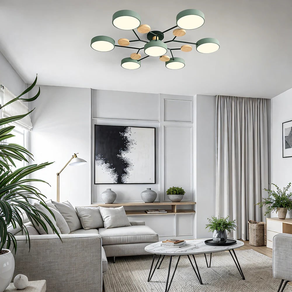 Modern LED Semi Flush Ceiling Chandelier with Adjustable Light Options