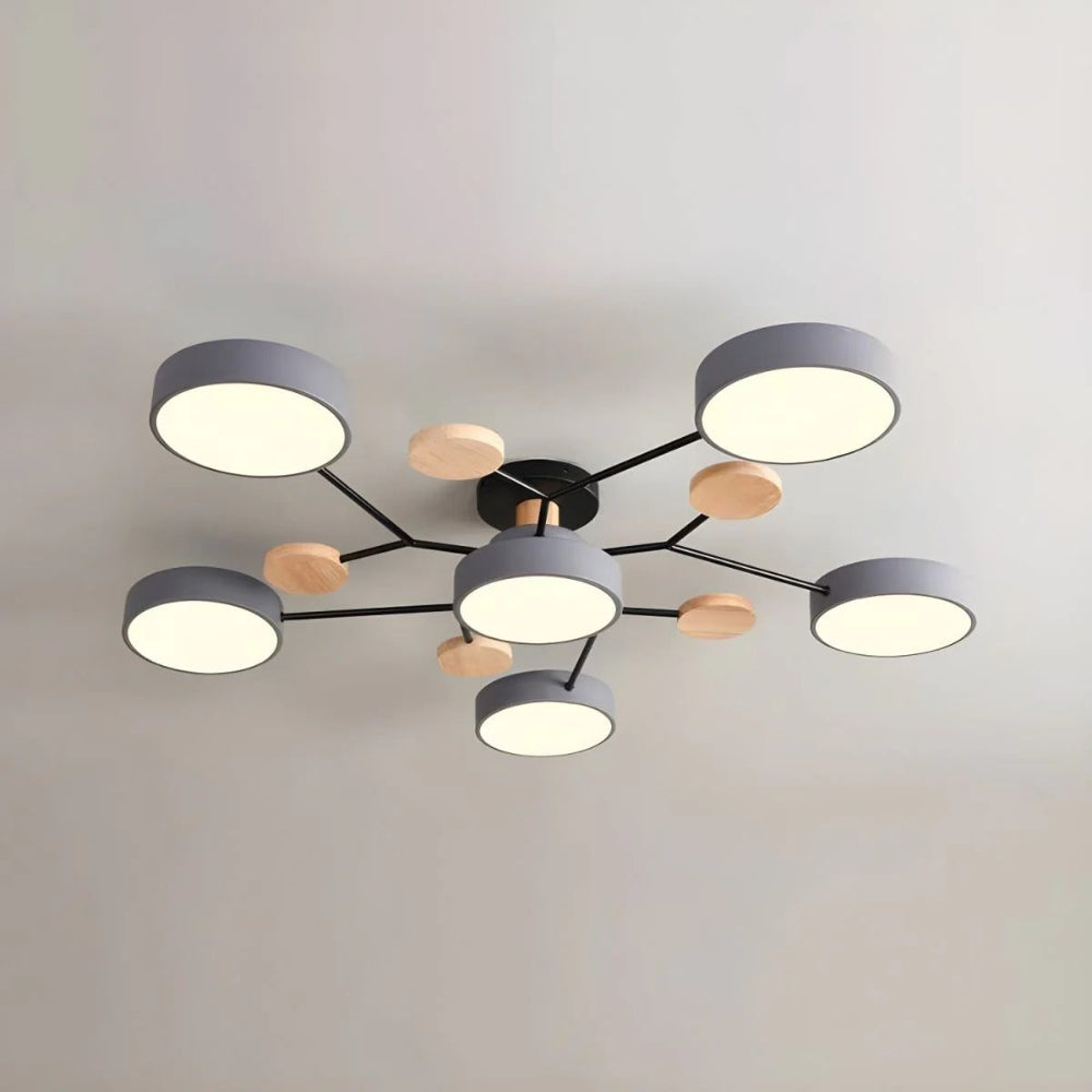 Modern LED Semi Flush Ceiling Chandelier with Adjustable Light Options