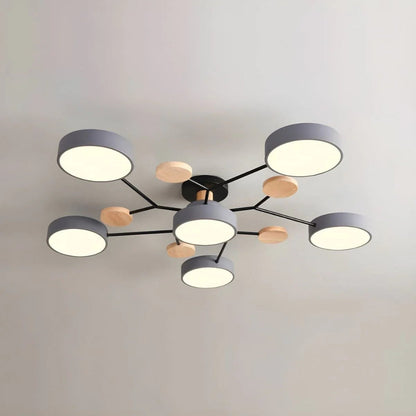 Modern LED Semi Flush Ceiling Chandelier with Adjustable Light Options