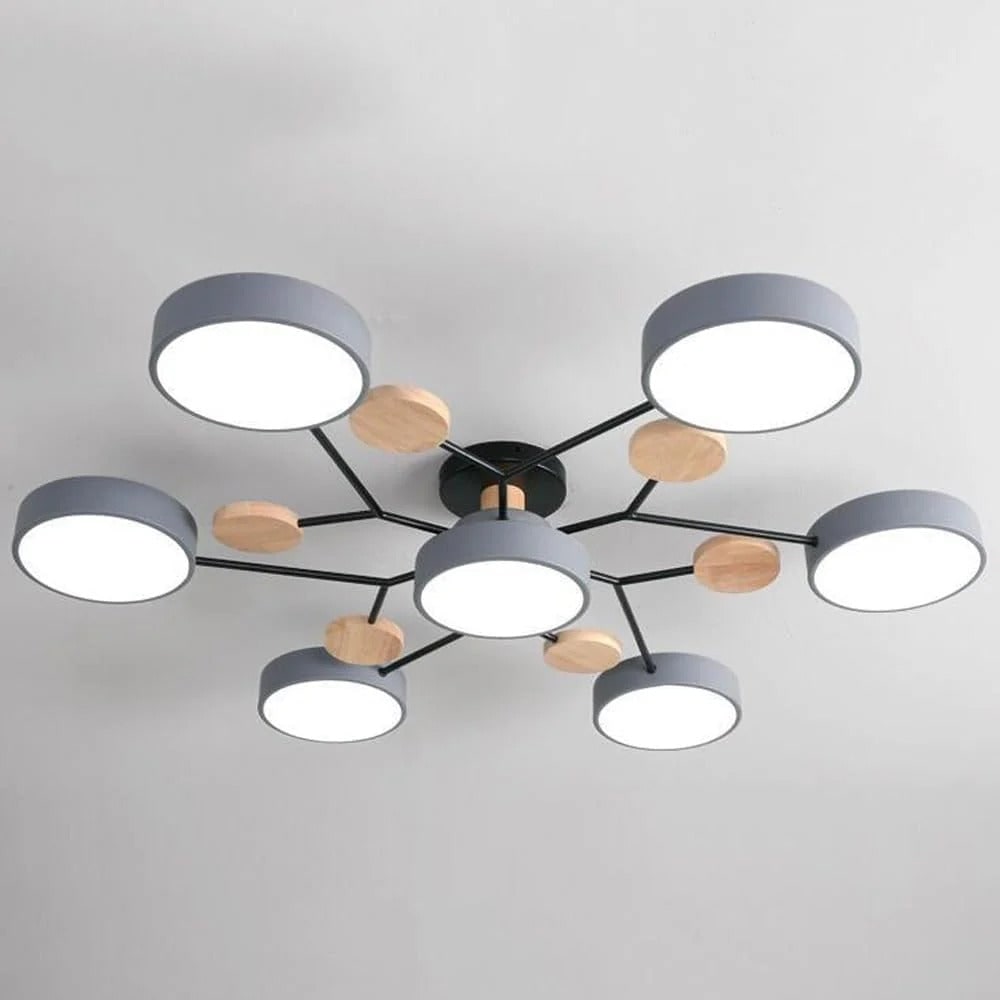 Modern LED Semi Flush Ceiling Chandelier with Adjustable Light Options