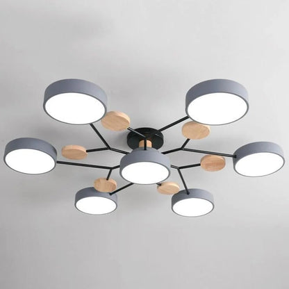 Modern LED Semi Flush Ceiling Chandelier with Adjustable Light Options
