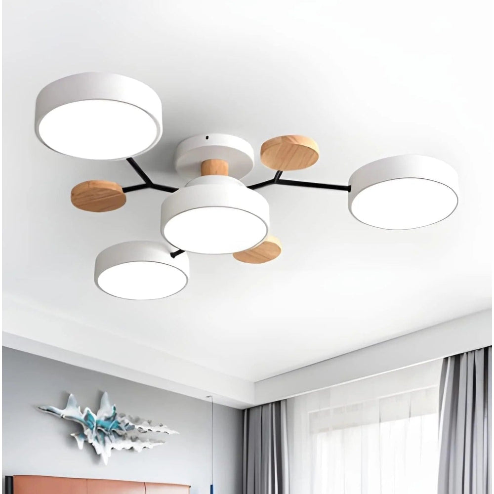 Modern LED Semi Flush Ceiling Chandelier with Adjustable Light Options