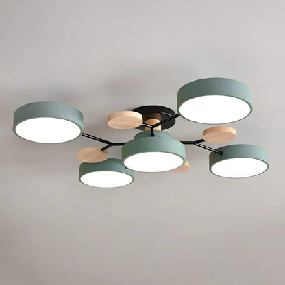Modern LED Semi Flush Ceiling Chandelier with Adjustable Light Options