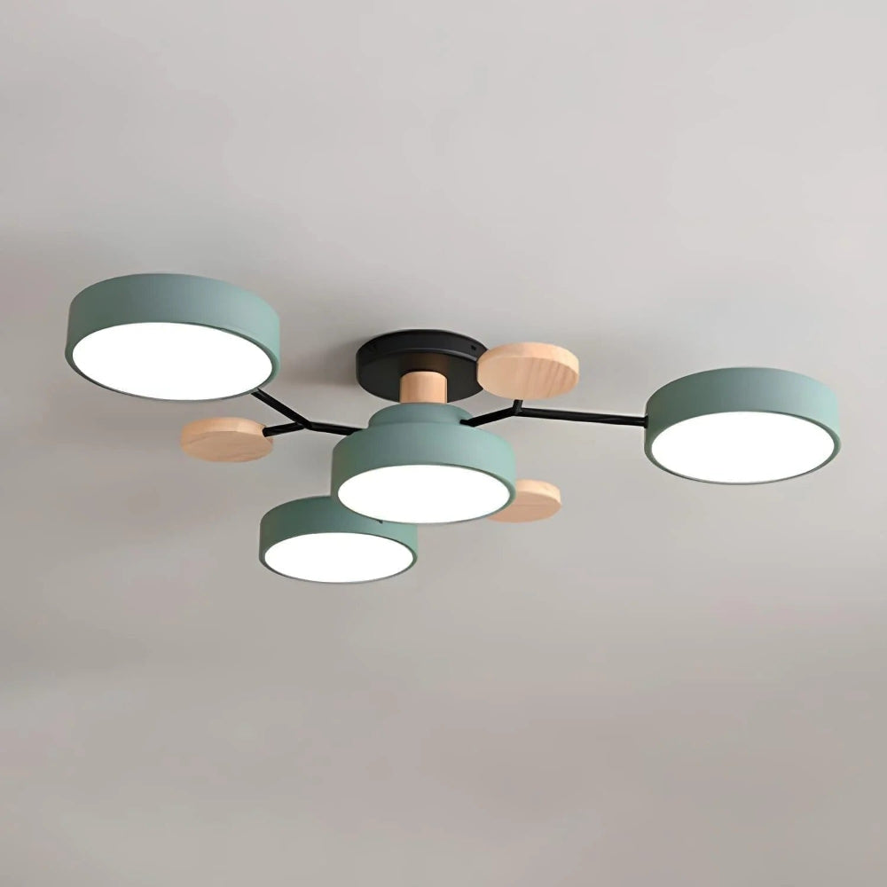 Modern LED Semi Flush Ceiling Chandelier with Adjustable Light Options