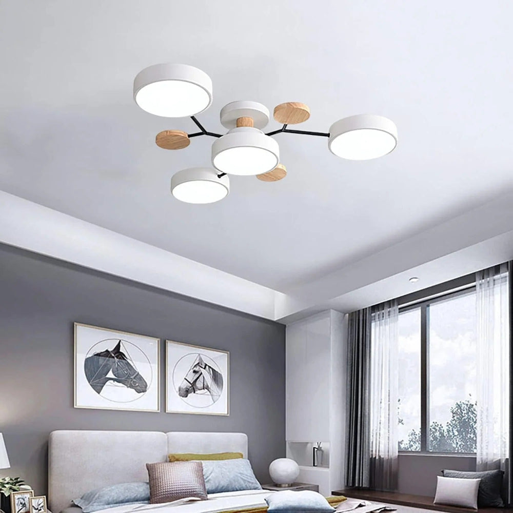 Modern LED Semi Flush Ceiling Chandelier with Adjustable Light Options