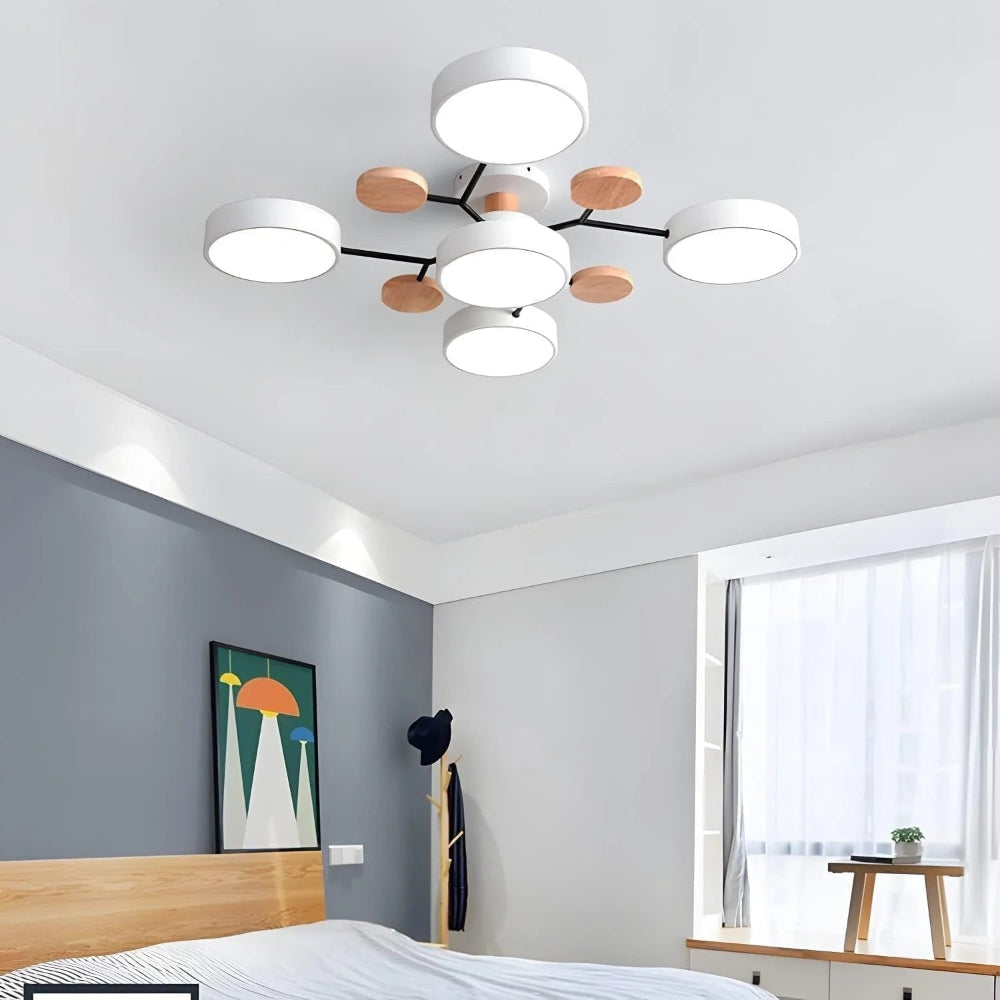Modern LED Semi Flush Ceiling Chandelier with Adjustable Light Options