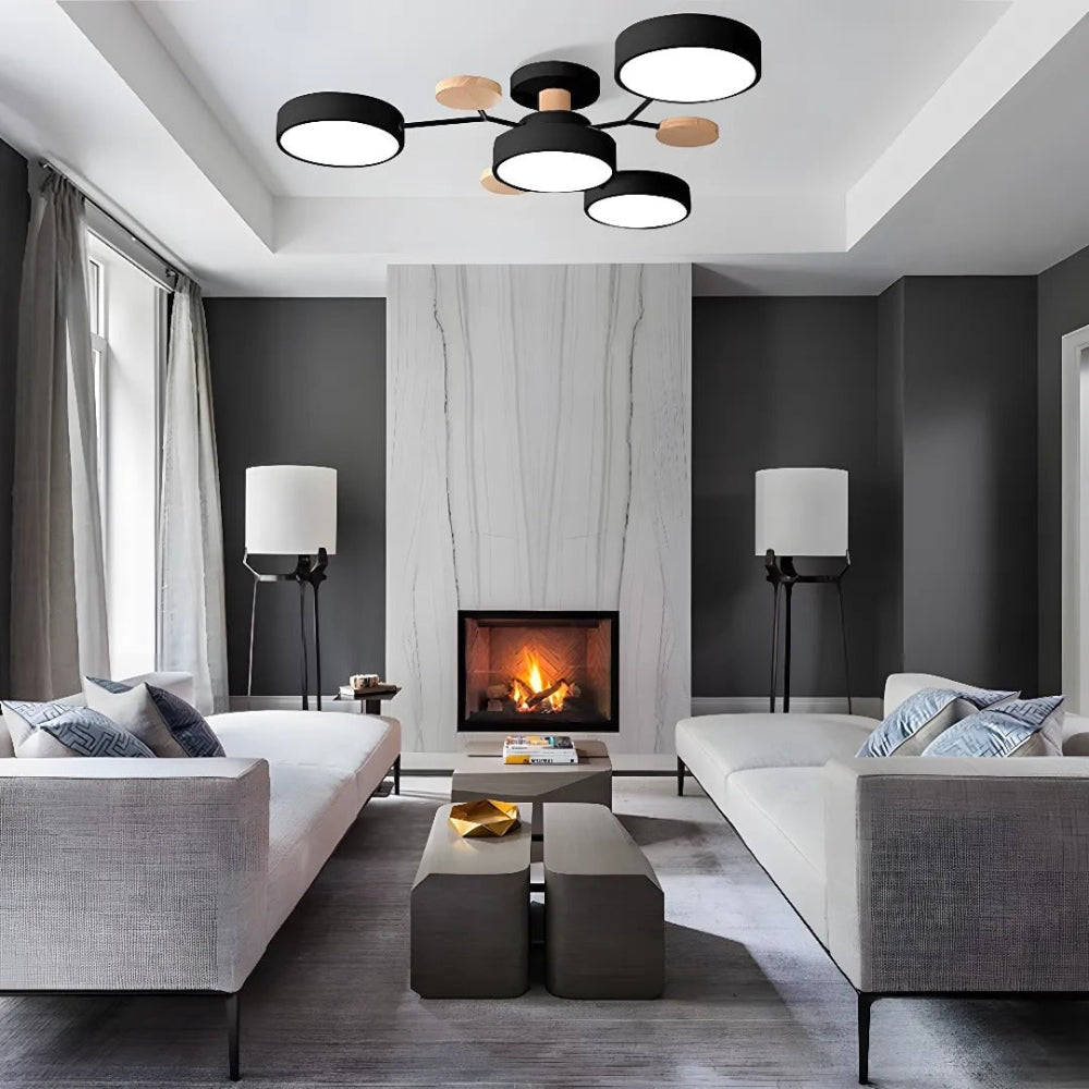 Modern LED Semi Flush Ceiling Chandelier with Adjustable Light Options