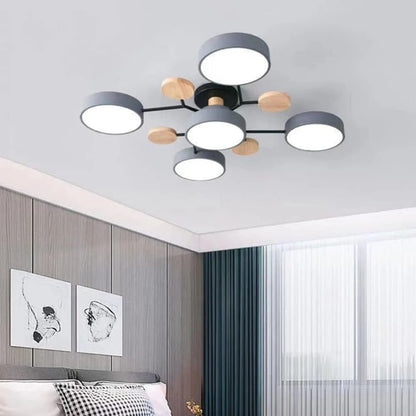 Modern LED Semi Flush Ceiling Chandelier with Adjustable Light Options